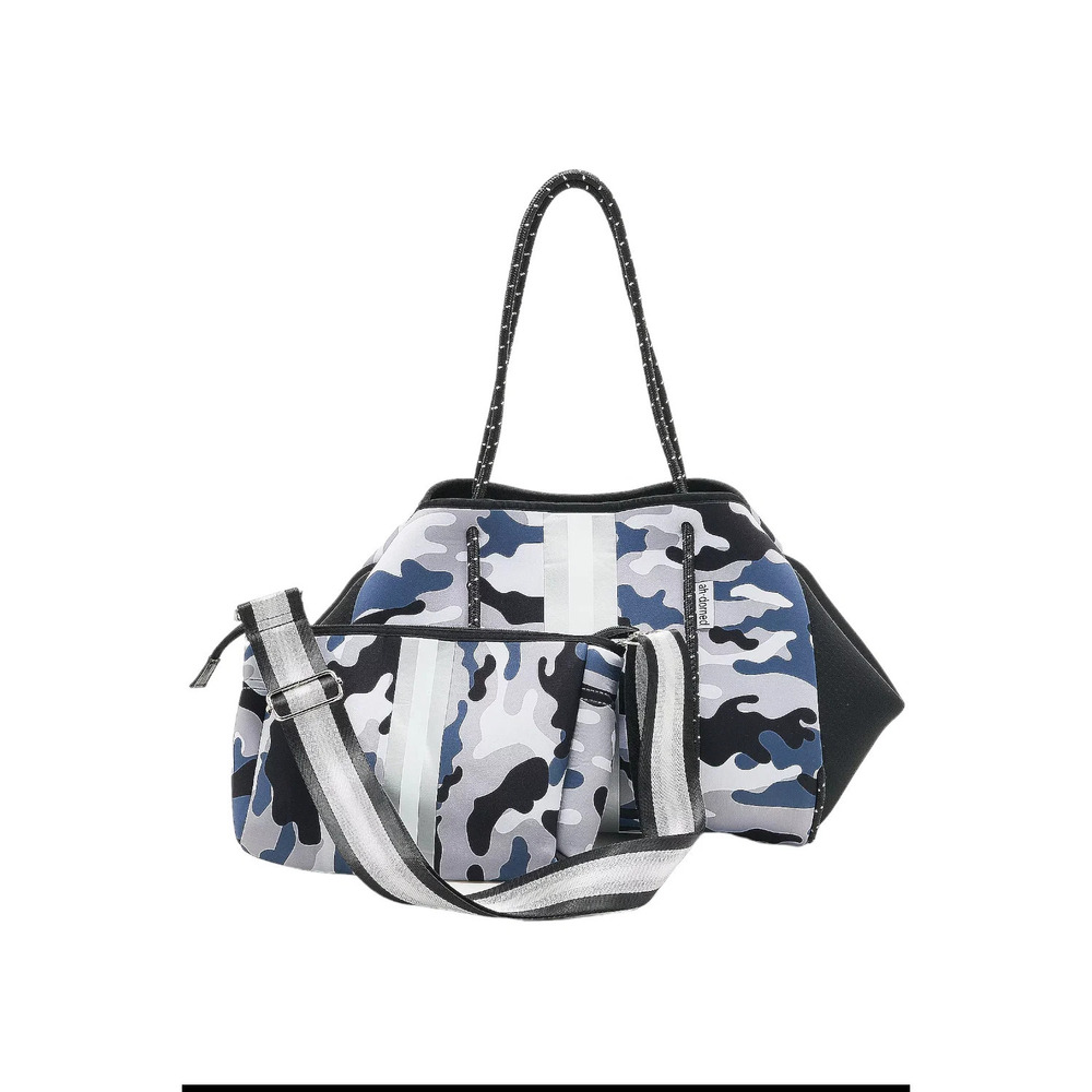 AHDORNED Neoprene Tote w/ Removable Pouch and Extra Strap Gray Camo